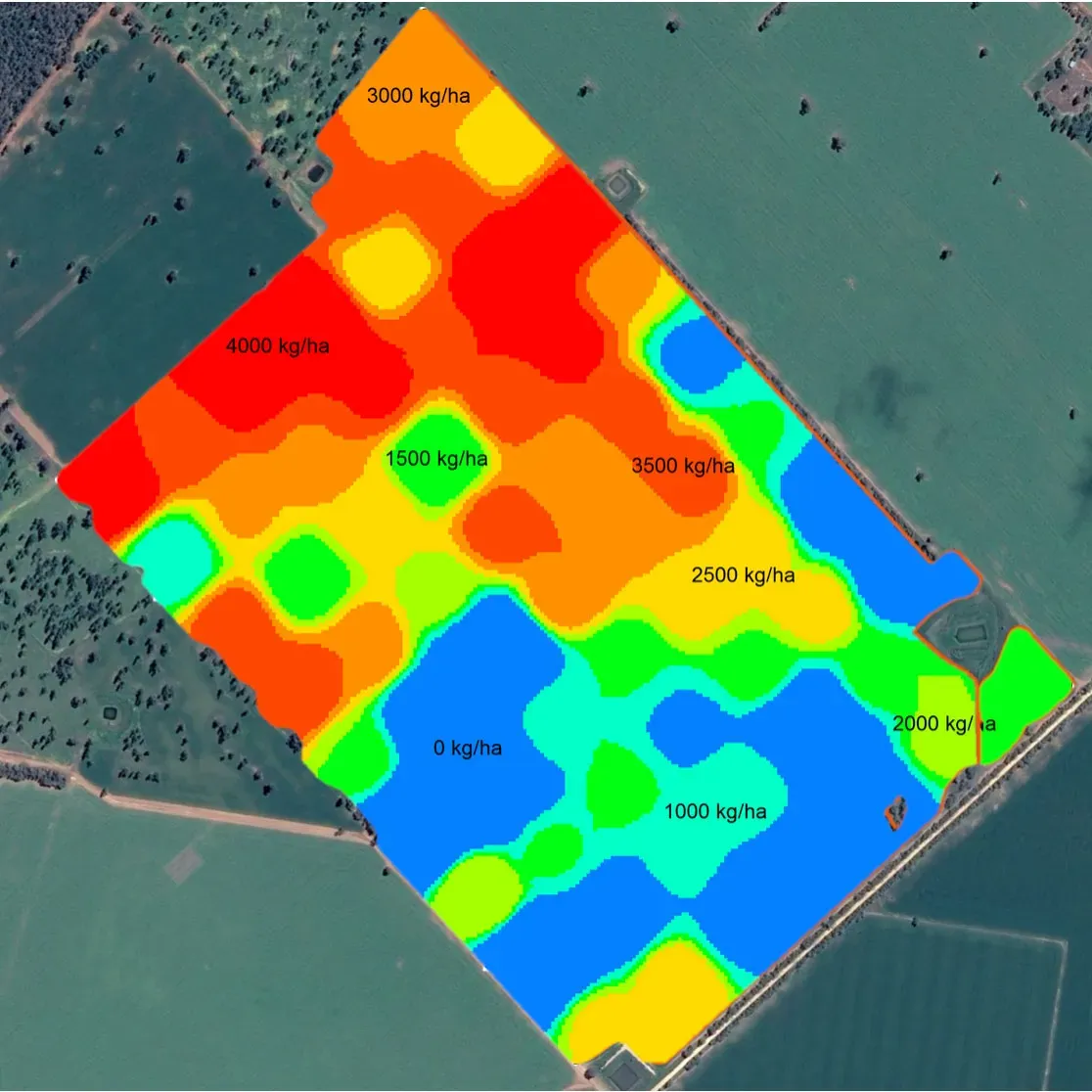 Paddock yield variability map